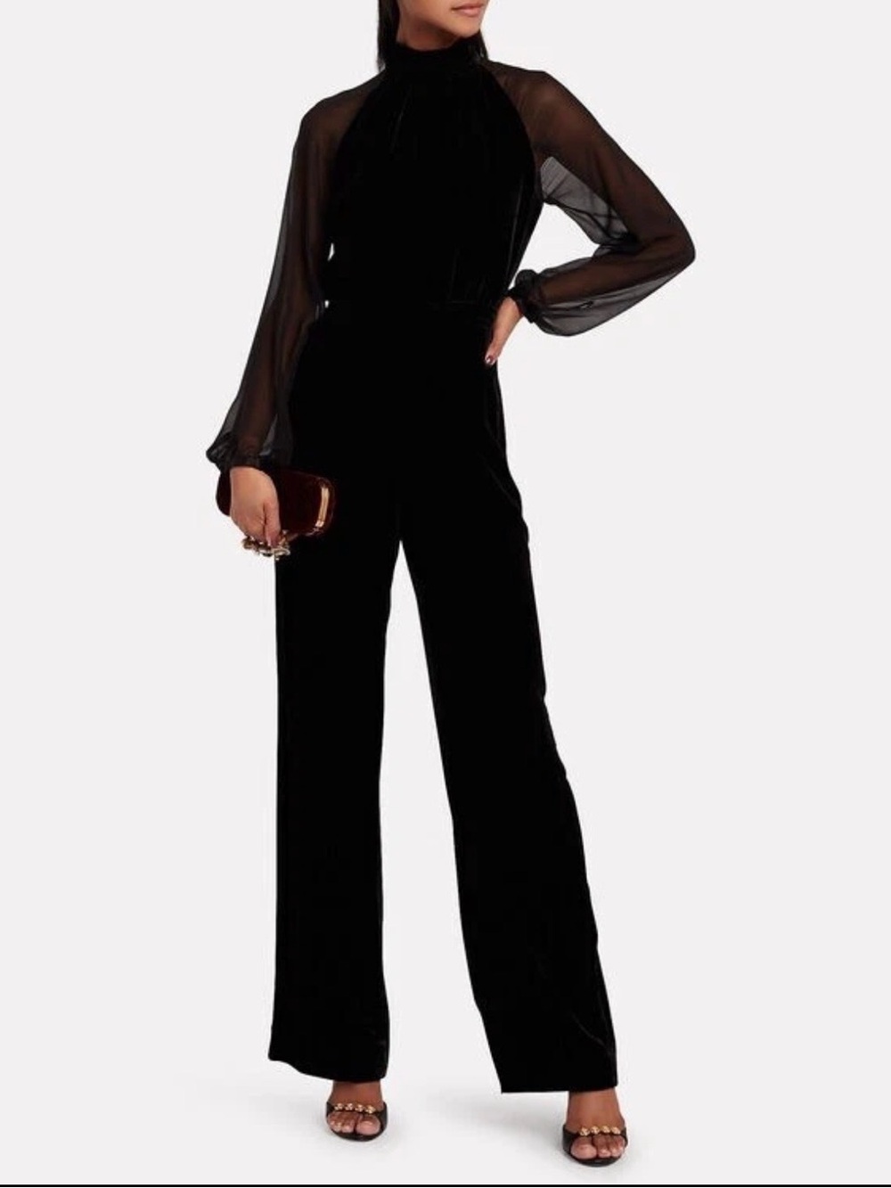 Black Jumpsuit INTERMIX Stella Velvet Jumpsuit Size 4